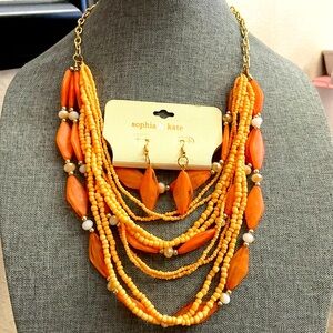Vintage 90s New Old Stock 11 Stranded Baubles Necklace & Earrings Set